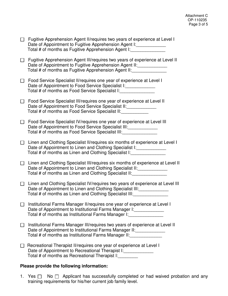 Form OP-110235 Attachment C Applicant for Career Progression Promotion - Oklahoma, Page 3