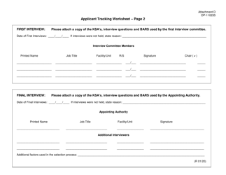 Form OP-110235 Attachment D Applicant Tracking Worksheet - Oklahoma, Page 2