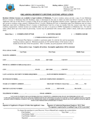 &quot;Oklahoma Resident Lifetime License Application&quot; - Oklahoma