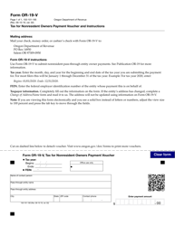 Document preview: Form OR-19-V (150-101-185) Tax for Nonresident Owners Payment Voucher - Oregon