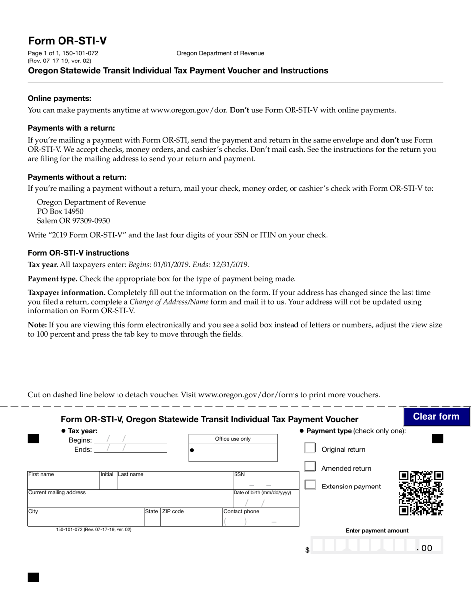 Form ORSTIV (150101072) Download Fillable PDF or Fill Online Oregon