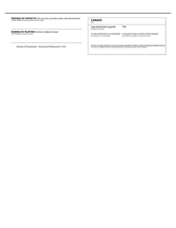 Articles of Dissolution - Business/Professional - Oregon (English/Spanish), Page 2