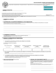 Articles of Amendment - Business/Professional Corporation - Oregon (English/Spanish)