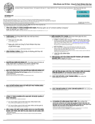 Articles of Organization - Limited Liability Company - Oregon (English/Vietnamese)