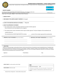 Document preview: Restated Articles of Organization - Limited Liability Company - Oregon