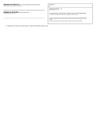 Application for Authority to Transact Business - Foreign Limited Liability Company - Oregon (English/Spanish), Page 2