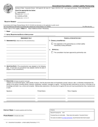 Document preview: Amendment/Cancellation - Limited Liability Partnership - Oregon