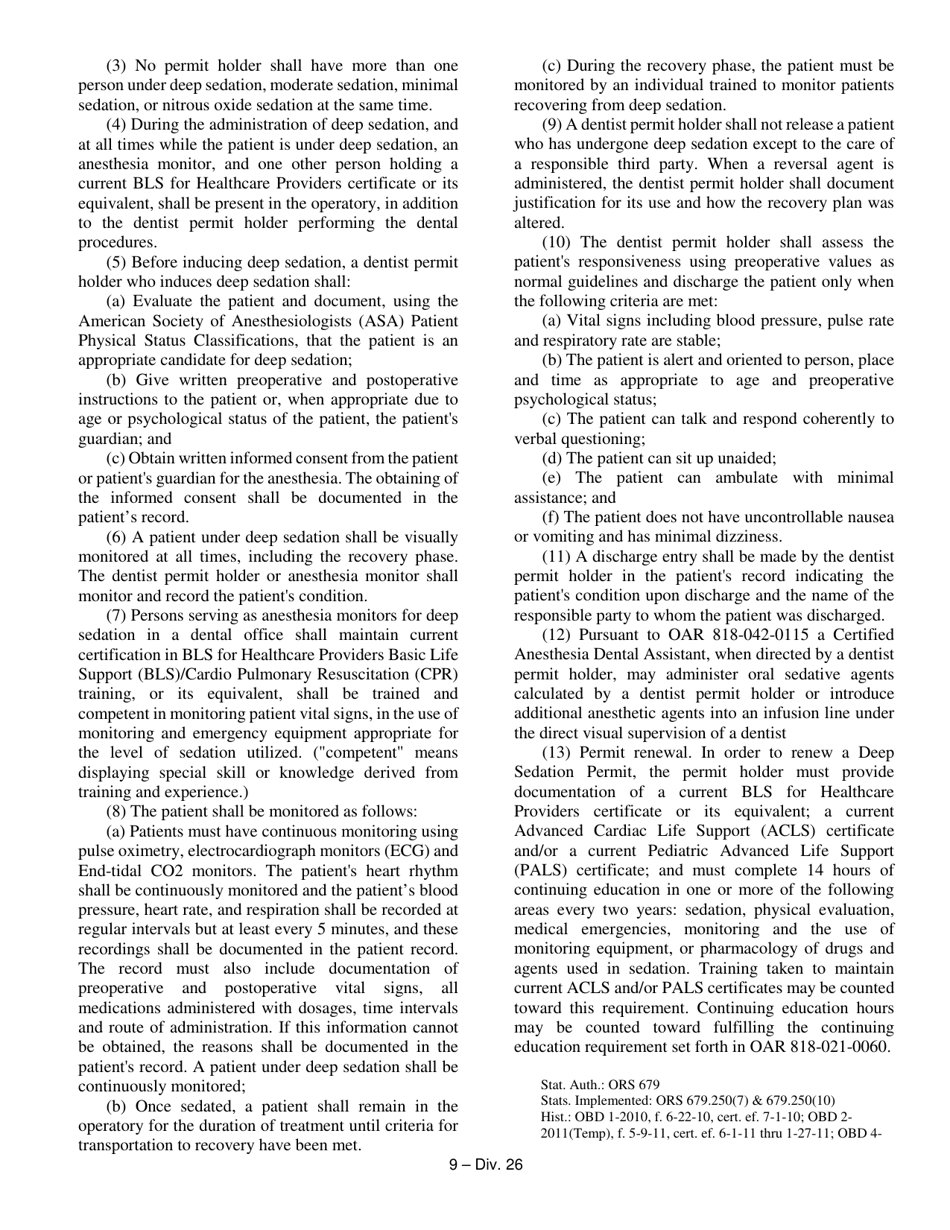 Minimal Sedation Permit Application form - Oregon, Page 17