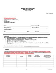 Minimal Sedation Permit Application form - Oregon, Page 2