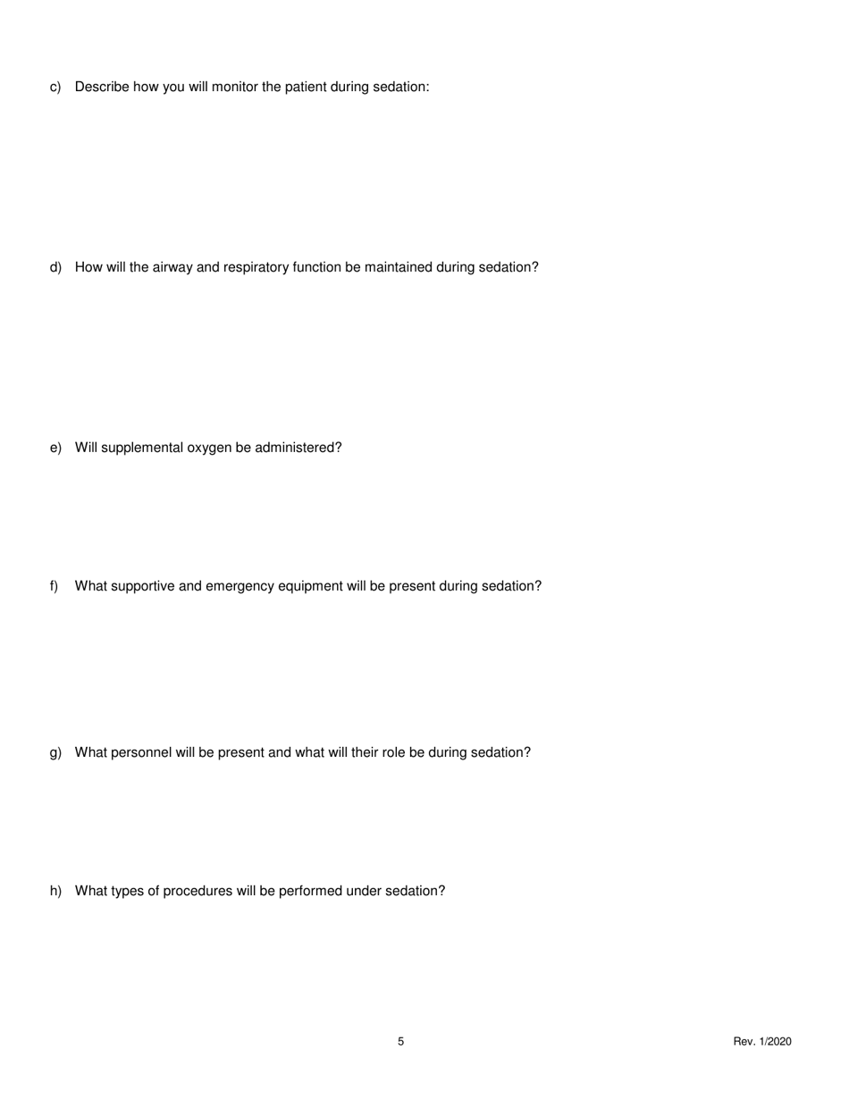 Minimal Sedation Permit Application form - Oregon, Page 5