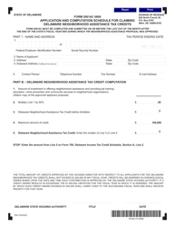 Form 2001AC 0809 Application and Computation Schedule for Claiming Delaware Neighborhood Assistance Tax Credits - Delaware
