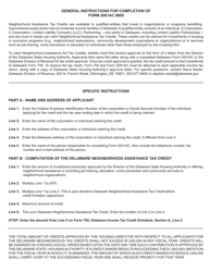 Form 2001AC 0809 Application and Computation Schedule for Claiming Delaware Neighborhood Assistance Tax Credits - Delaware, Page 2