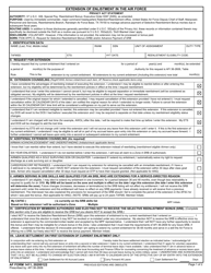 AF Form 1411 Extension of Enlistment in the Air Force