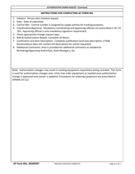 AF Form 601 Authorization Change Request, Page 2