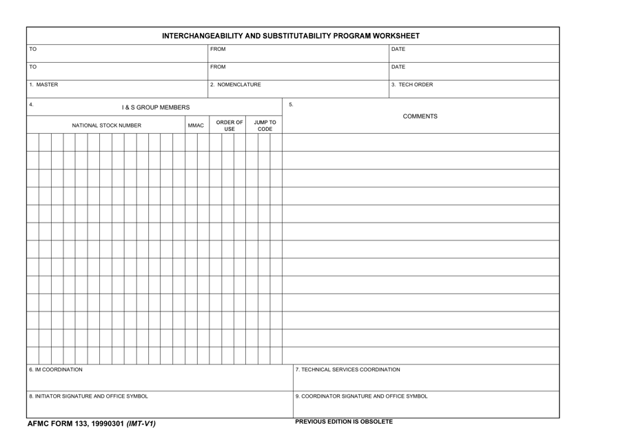 AFMC Form 133  Printable Pdf