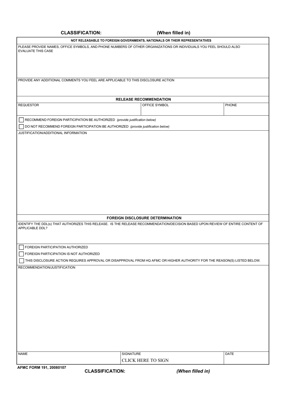 AFMC Form 191 - Fill Out, Sign Online and Download Fillable PDF ...