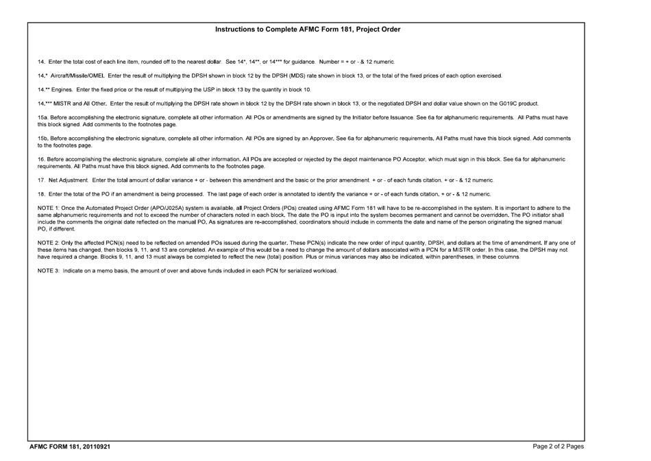 AFMC Form 181 Project Order, Page 6