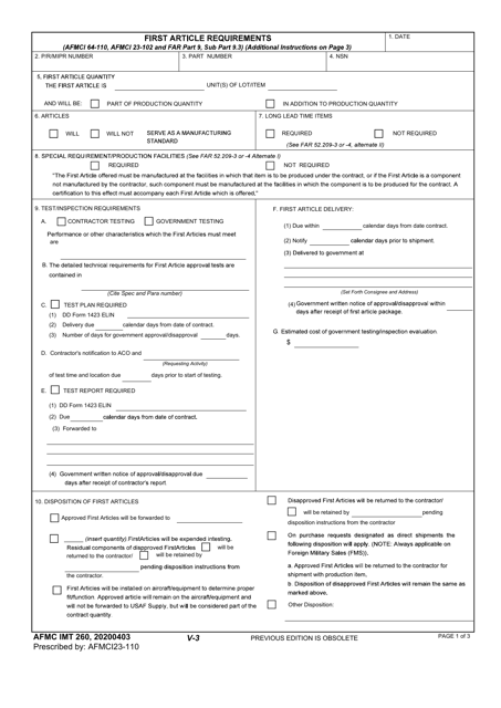 AFMC IMT Form 260  Printable Pdf