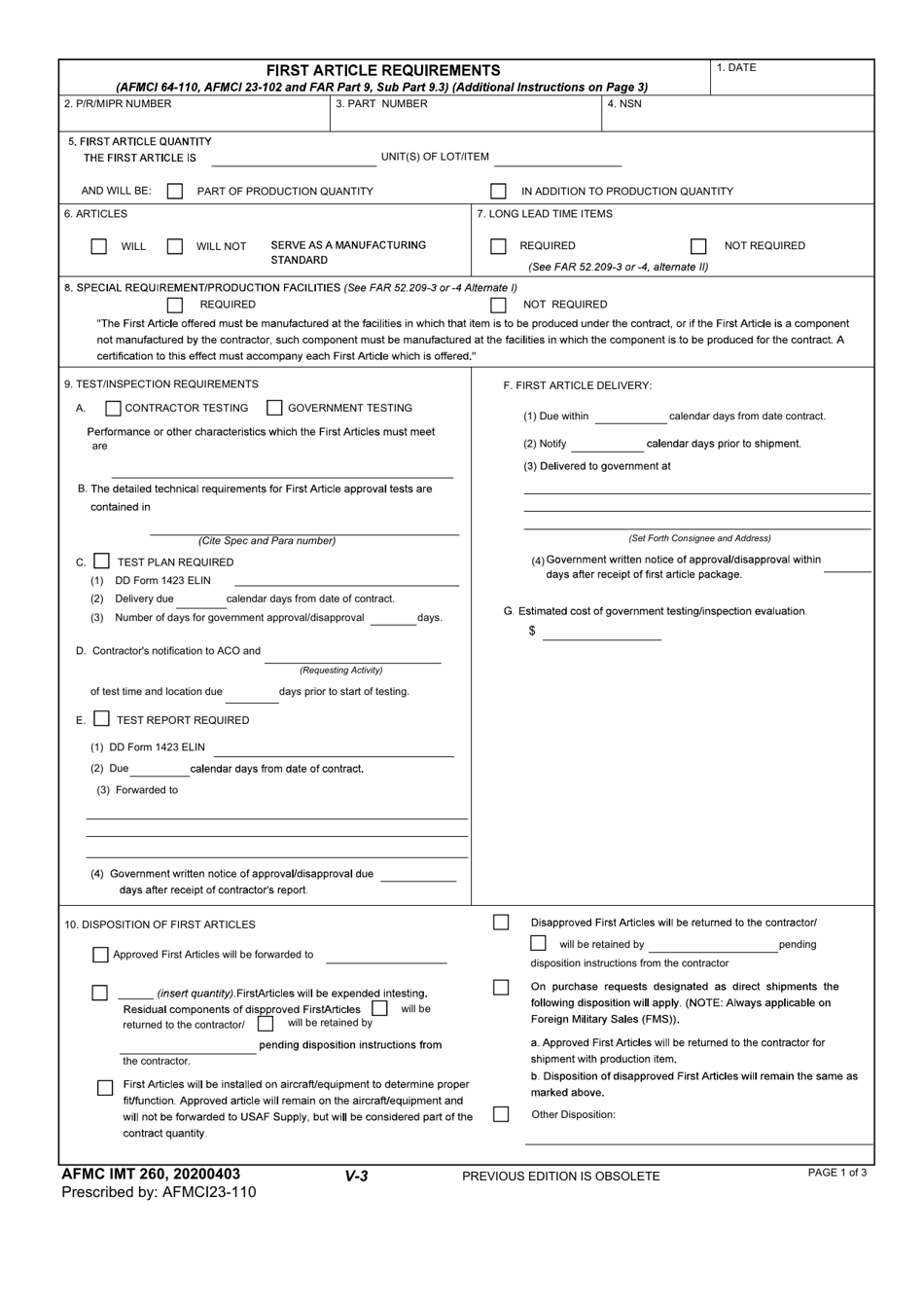 Afmc Imt Form 260 - Fill Out, Sign Online And Download Fillable Pdf 