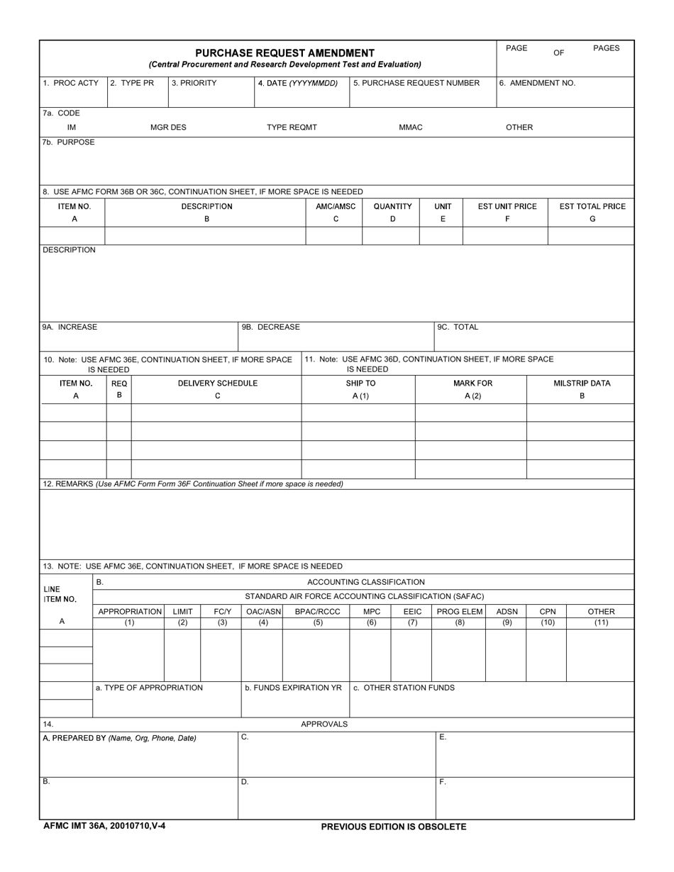 AFMC IMT Form 36A - Fill Out, Sign Online and Download Fillable PDF ...