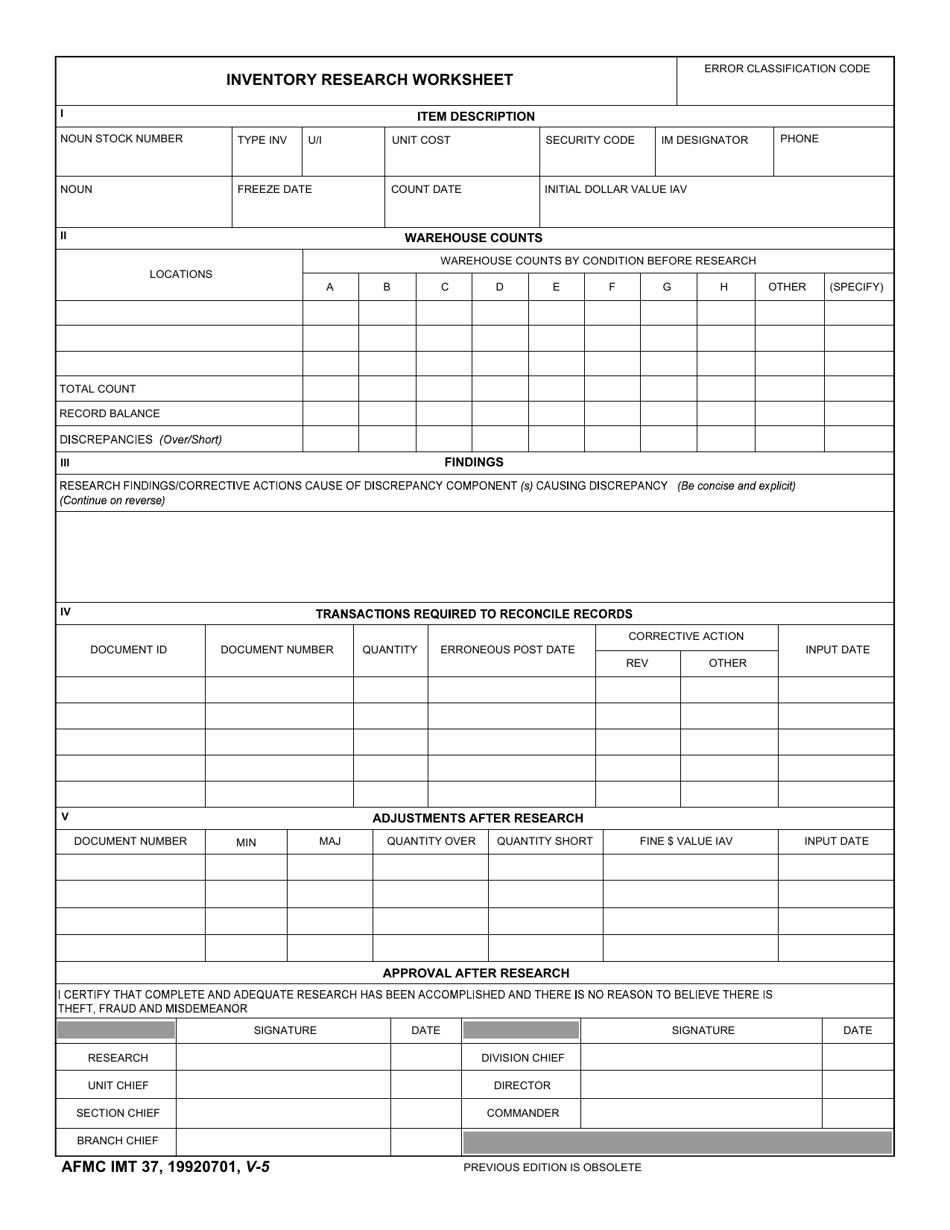 AFMC IMT Form 37 - Fill Out, Sign Online and Download Fillable PDF ...