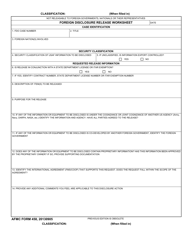 AFMC Form 458 Foreign Disclosure Release Worksheet