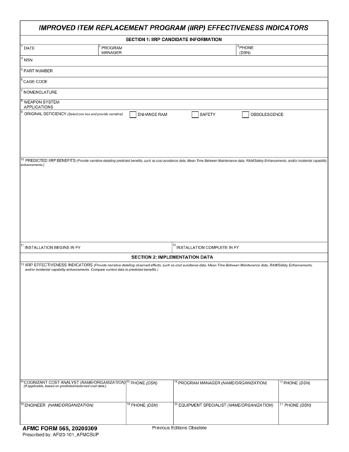 AFMC Form 565  Printable Pdf