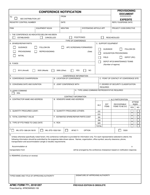 AFMC Form 771 Conference Notification