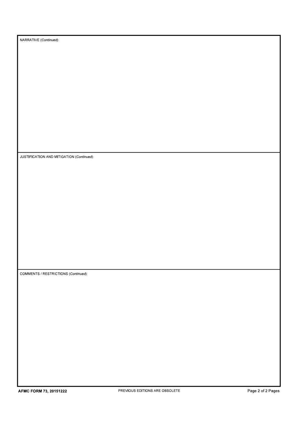 AFMC Form 73 Afmc Waiver and Approval Request, Page 2