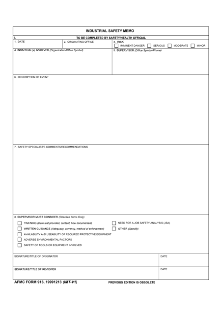 AFMC Form 916 - Fill Out, Sign Online and Download Fillable PDF ...