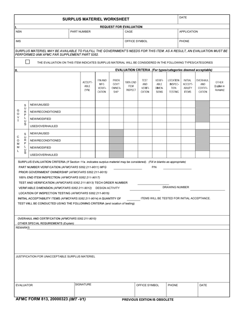 AFMC Form 813  Printable Pdf