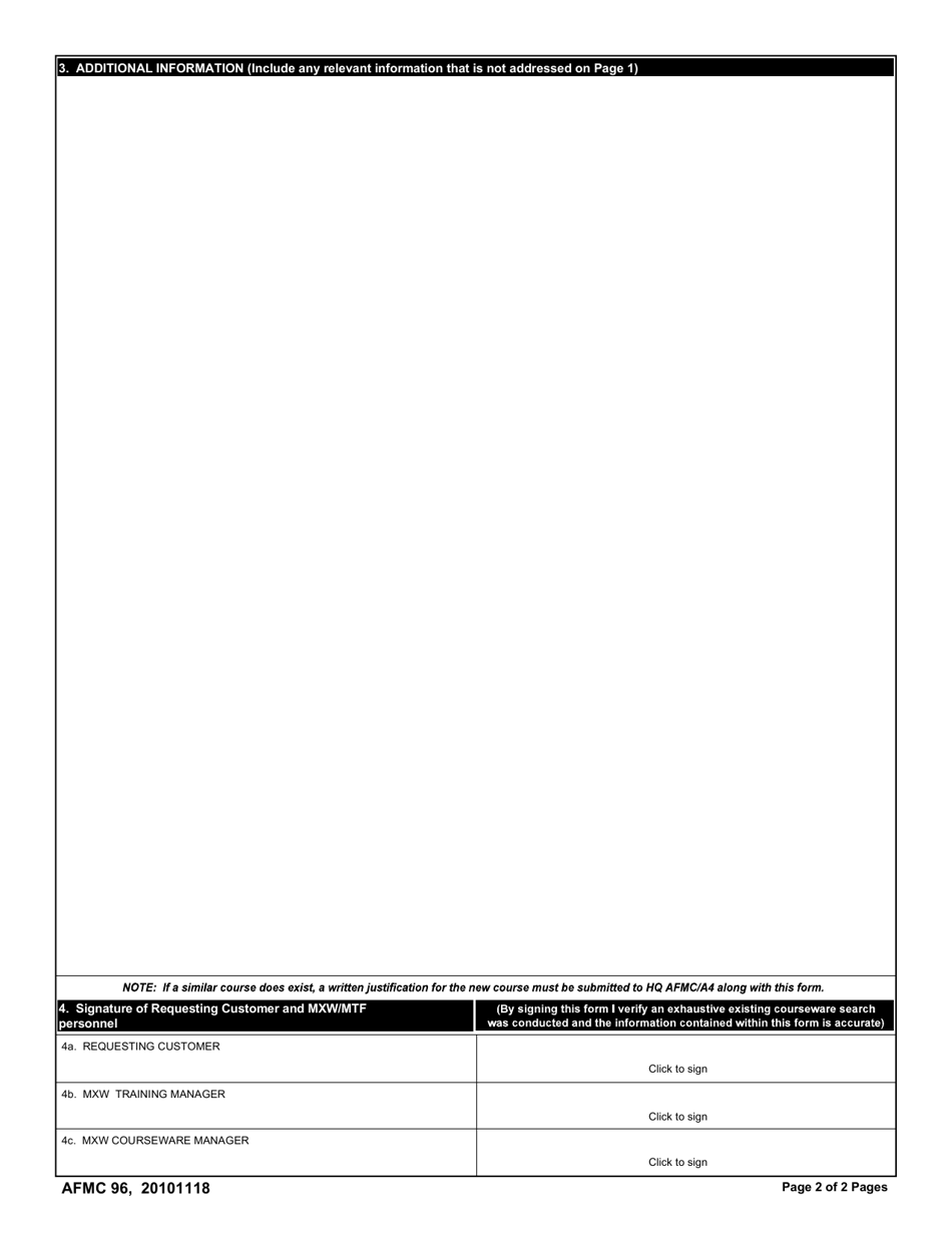 AFMC Form 96 Existing Courseware Evaluation Checklist, Page 2