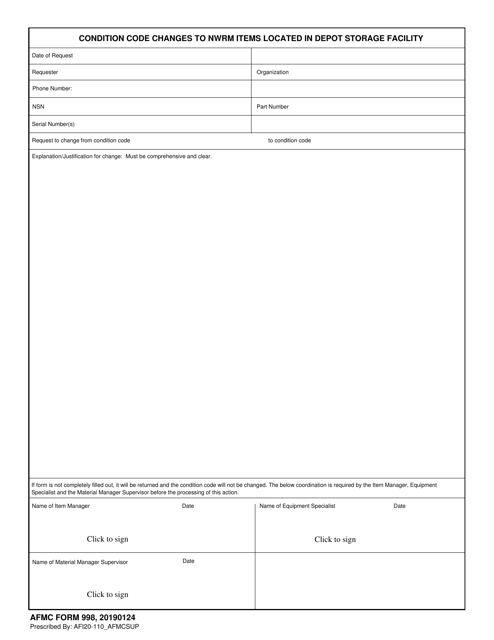 AFMC Form 998  Printable Pdf