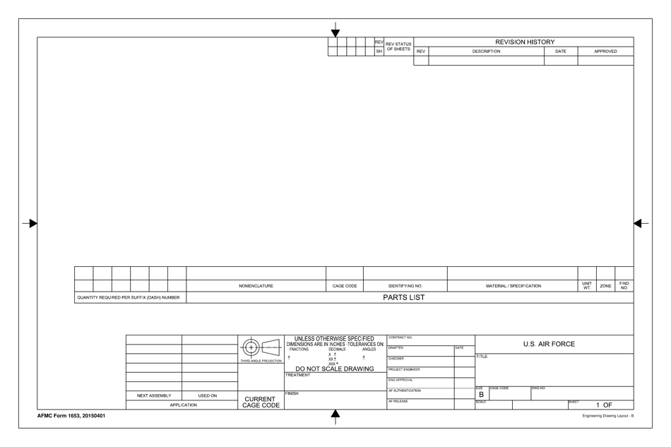 AFMC Form 1653 Engineering Drawing Layout - B, Page 1