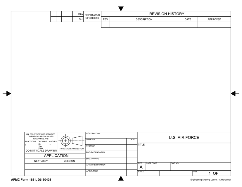 AFMC Form 1651 Engineering Drawing Layout - a Horizontal