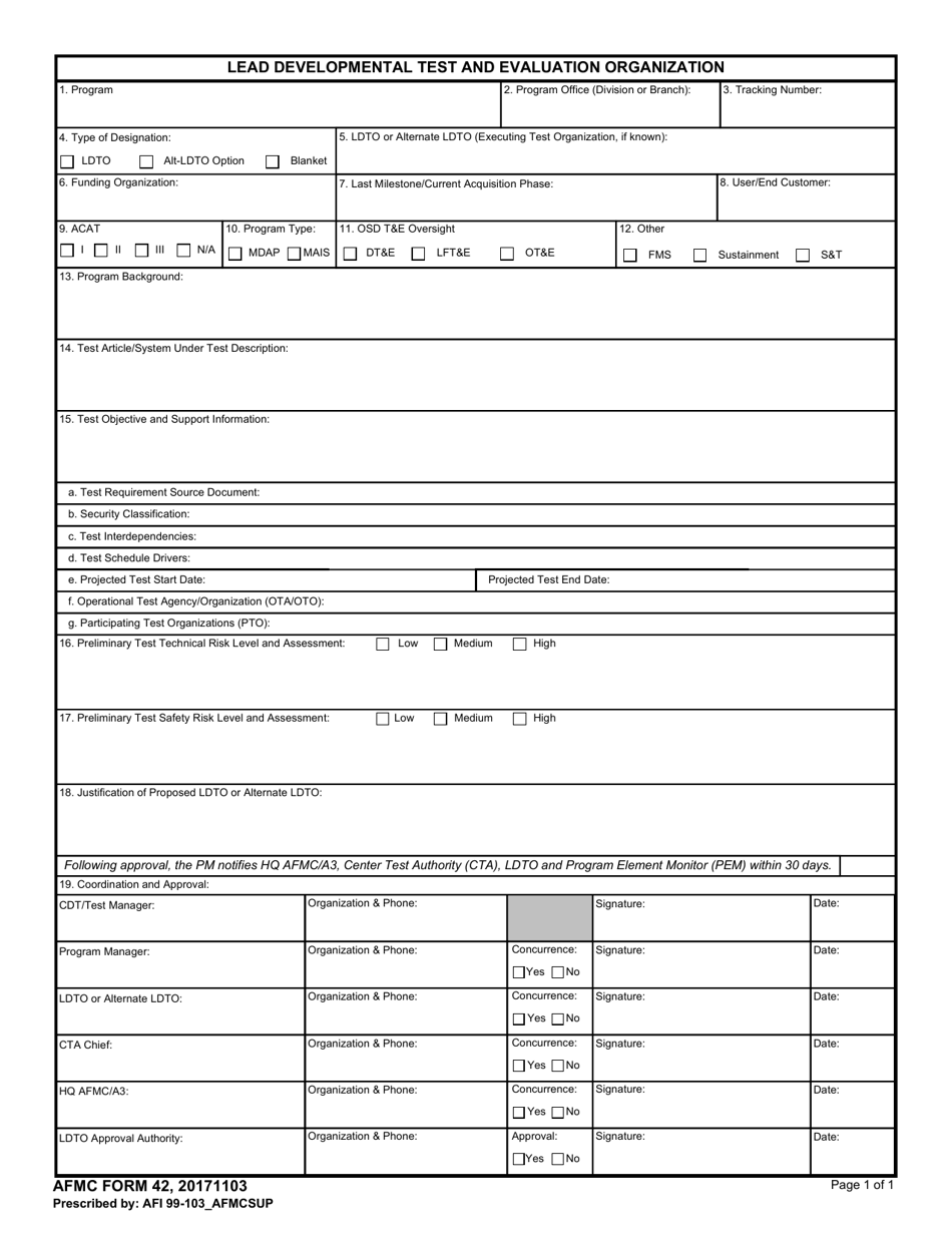 AFMC Form 42 - Fill Out, Sign Online and Download Fillable PDF ...