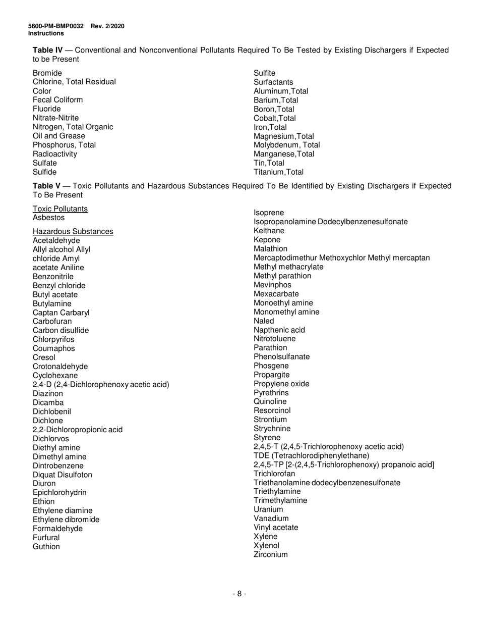 Instructions for Form 5600-PM-BMP0032 Application for Individual Npdes Permit Associated With Mining Activities - Pennsylvania, Page 8