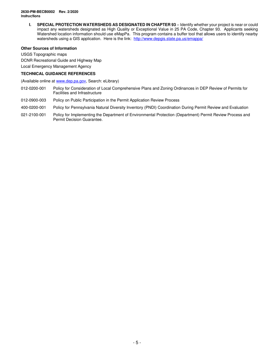 Instructions for Form 2630-PM-BECB0002 Storage Tank Site-Specific Installation Permit Application - Pennsylvania, Page 5