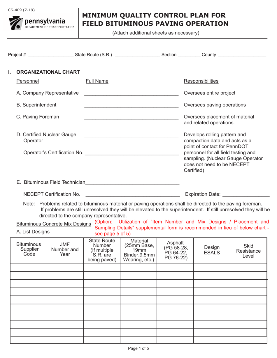 Form CS409 Download Fillable PDF or Fill Online Minimum Quality