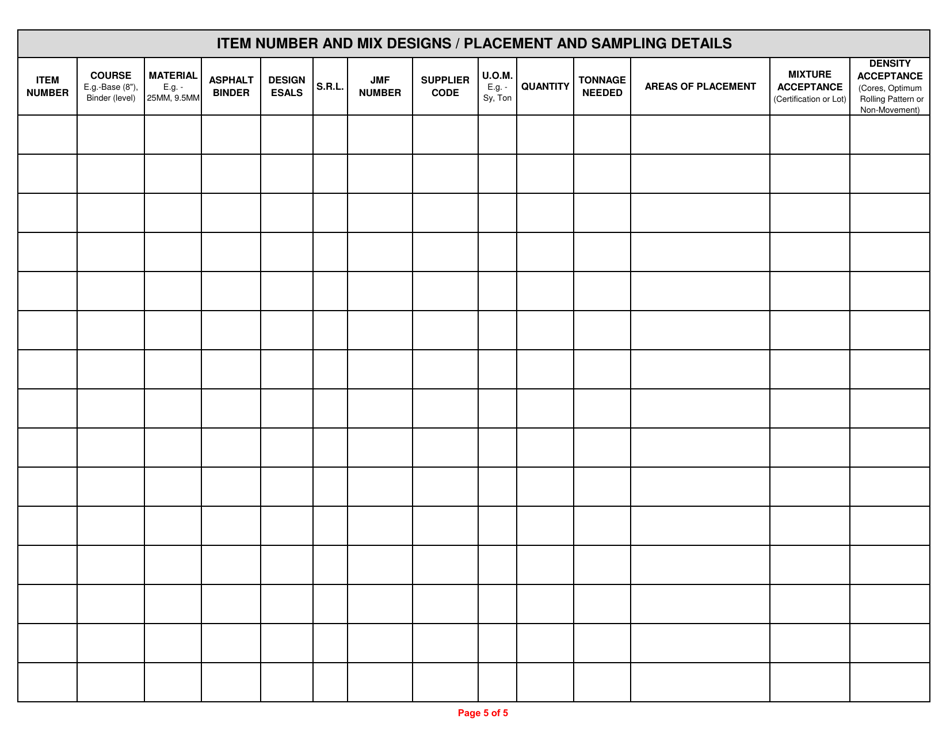 Form CS-409 Minimum Quality Control Plan for Field Bituminous Paving Operation - Pennsylvania, Page 5