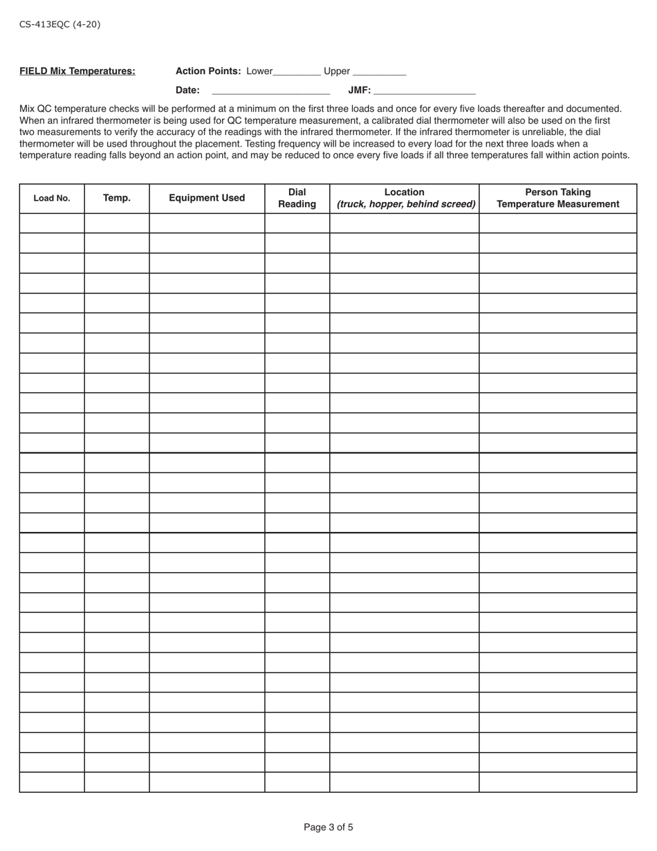 Form CS-413EQC Extended-Season Paving Quality Control Documentation - Pennsylvania, Page 3