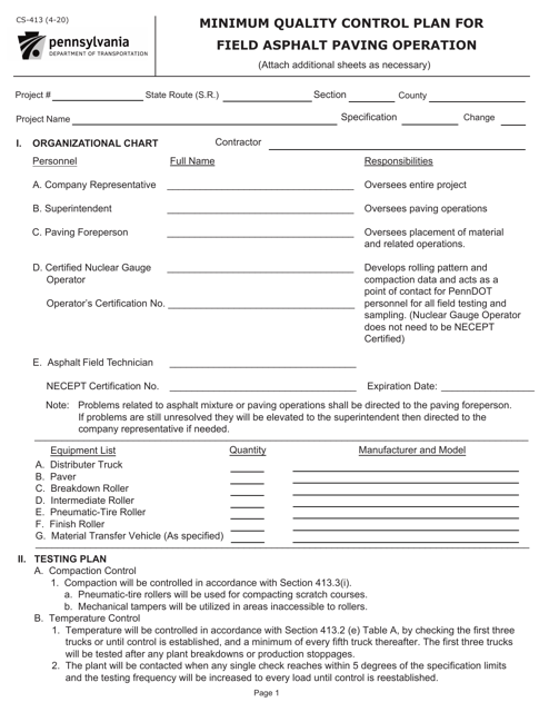 Form CS-413  Printable Pdf