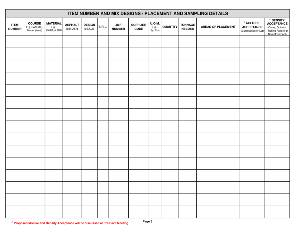 Form CS-413 Minimum Quality Control Plan for Field Asphalt Paving Operation - Pennsylvania, Page 5