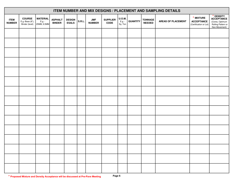 Form CS-413 Minimum Quality Control Plan for Field Asphalt Paving Operation - Pennsylvania, Page 6