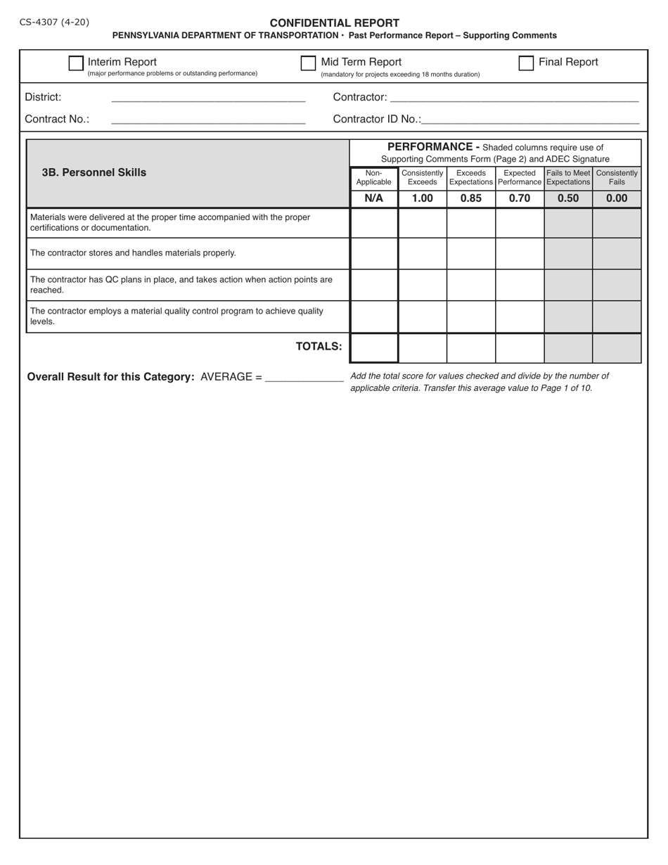 Form CS-4307 Contractors Past Performance Report - Pennsylvania, Page 8