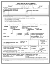 Form PFBC-500 Application for Permit Special Activities - Pennsylvania