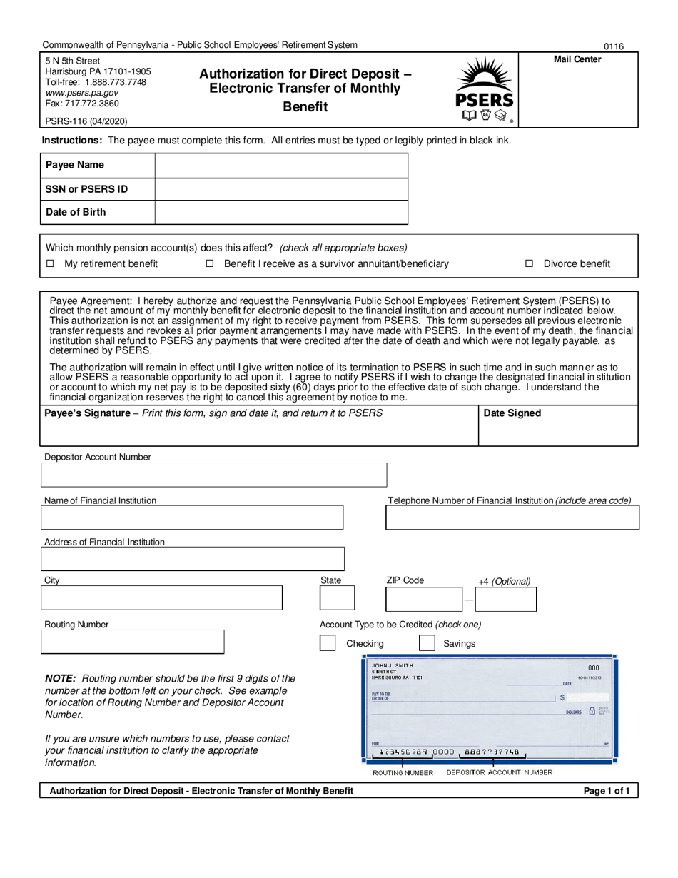 form psrs 116 download printable pdf or fill online authorization for