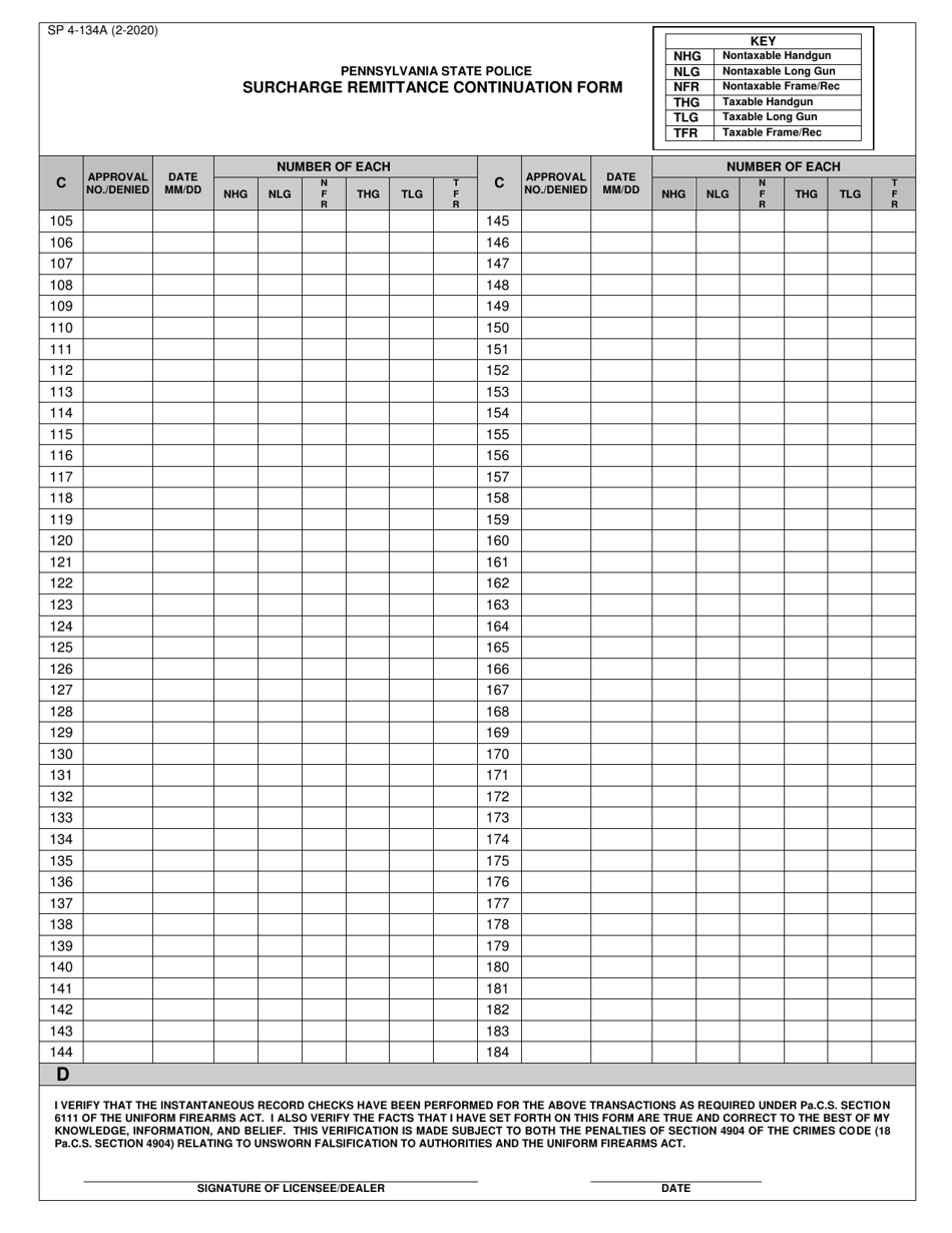 Form SP4-134A - Fill Out, Sign Online and Download Printable PDF ...