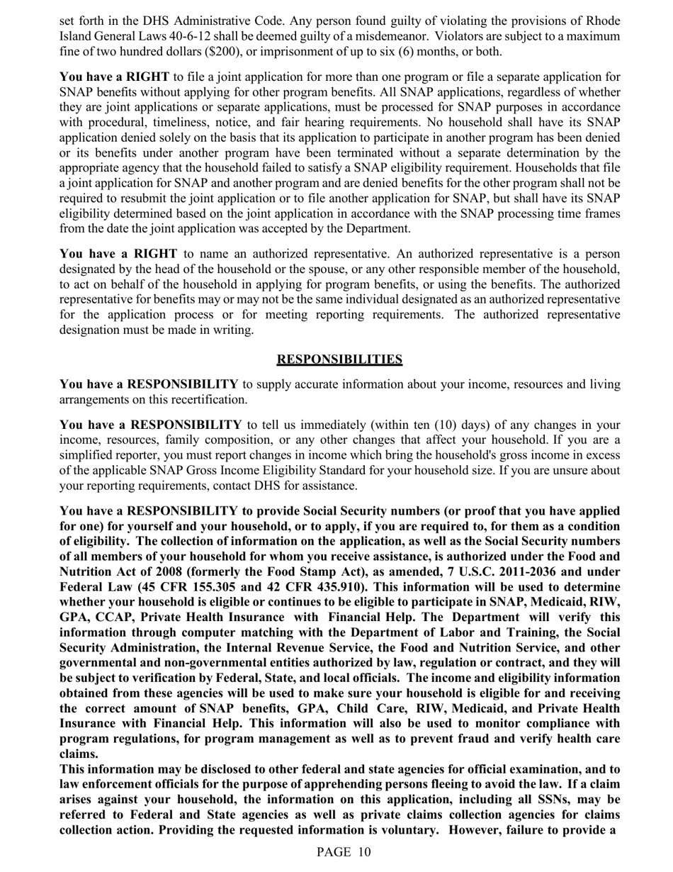 Form SNAP2 Fill Out, Sign Online and Download Printable PDF, Rhode Island Templateroller