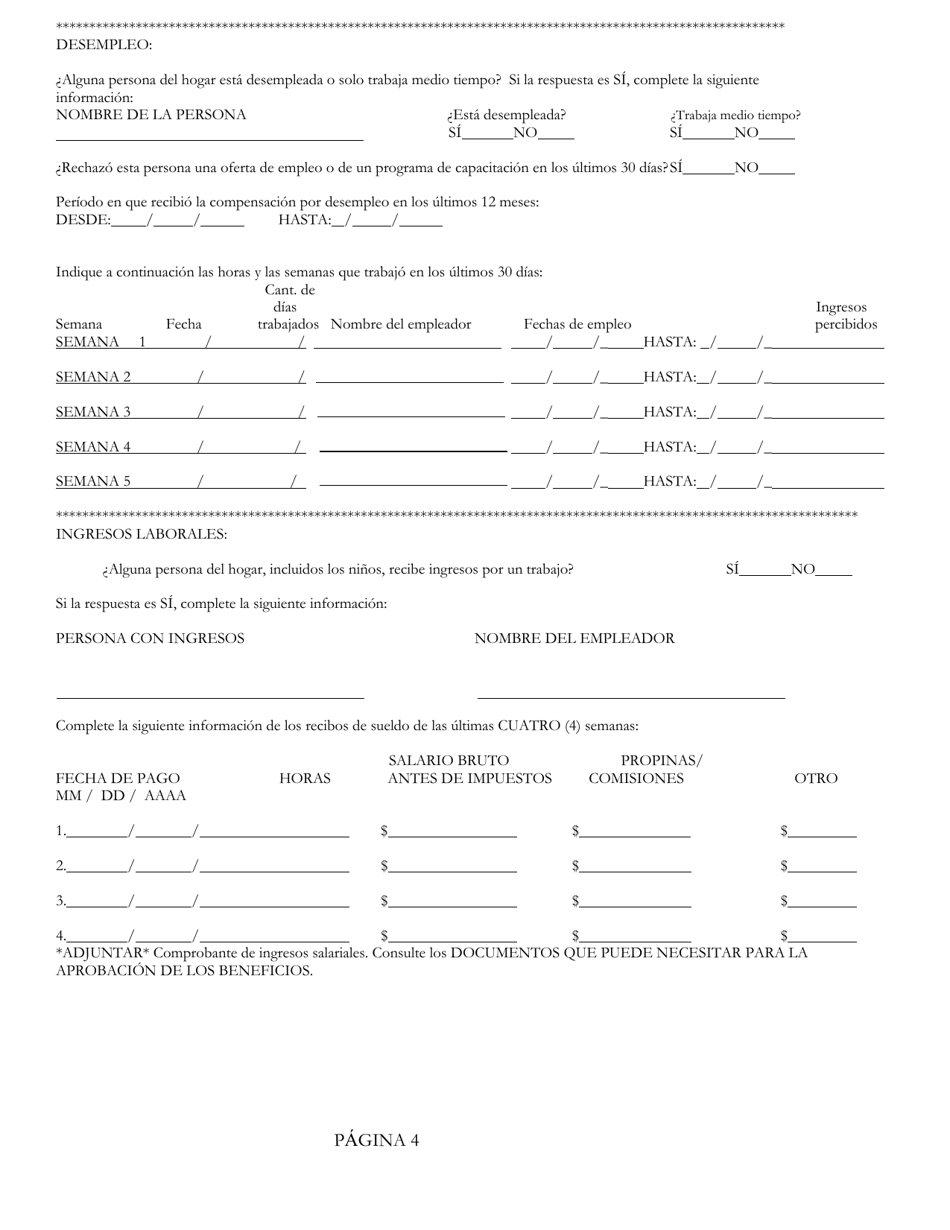 Formulario SNAP-2 Formulario De Recertificacion Para El Snap Del Departamento De Servicios Humanos (DHS) - Rhode Island (Spanish), Page 4